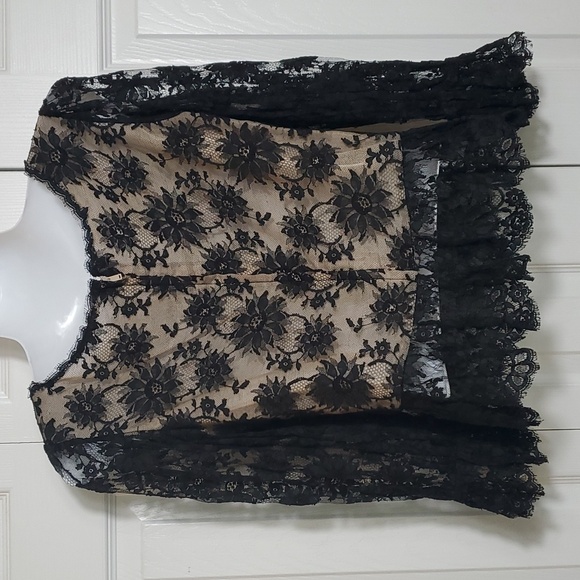 Oscar de la Renta | Vintage Black Lace Top Sz 10 - Picture 5 of 12